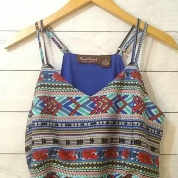 Vintage Speed Control New York Mini Dress Aztec Tribal Y2K 90's Vibe Cami Top M - Picture 2 of 8